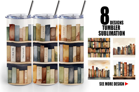 Tumbler Wrap Watercolor Books Sublimation artnoy 