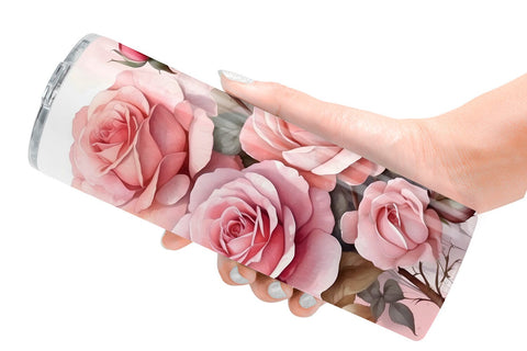 Tumbler Wrap Watercolor Bouquet Pink Roses Sublimation artnoy 