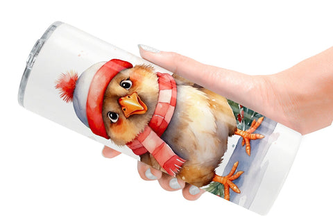 Tumbler Wrap Watercolor Christmas Chiken Sublimation artnoy 