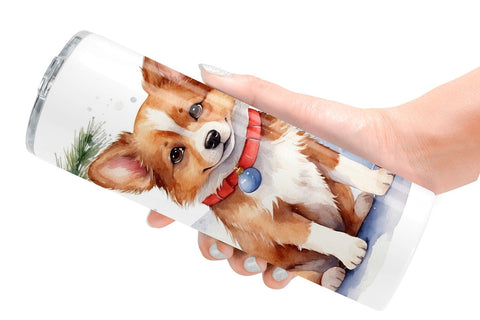 Tumbler Wrap Watercolor Christmas Dog Sublimation artnoy 