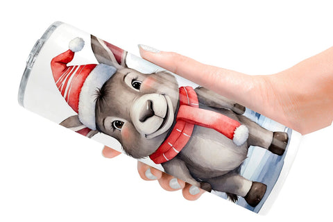 Tumbler Wrap Watercolor Christmas donkey Sublimation artnoy 