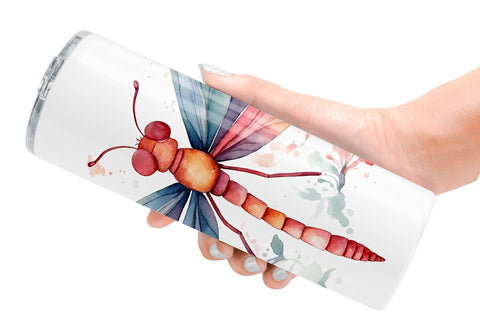 Tumbler Wrap Watercolor Christmas Dragonfly Sublimation artnoy 