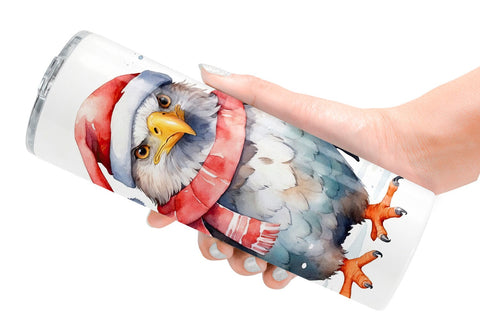 Tumbler Wrap Watercolor Christmas Eagle Sublimation artnoy 