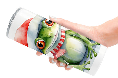 Tumbler Wrap Watercolor Christmas Frog Sublimation artnoy 