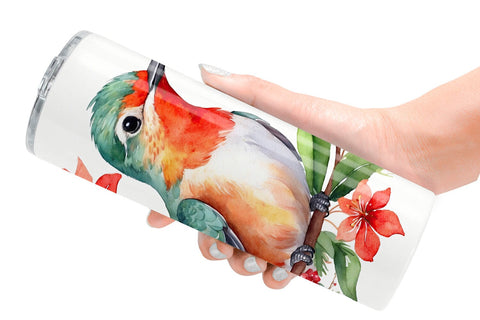 Tumbler Wrap Watercolor Christmas Hummingbird Sublimation artnoy 