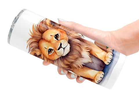 Tumbler Wrap Watercolor Christmas Lion Sublimation artnoy 