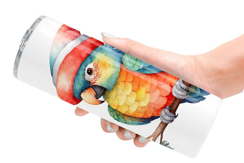 Tumbler Wrap Watercolor Christmas Parrot Sublimation artnoy 