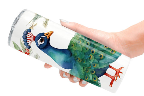 Tumbler Wrap Watercolor Christmas Peacock Sublimation artnoy 