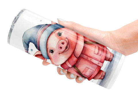 Tumbler Wrap Watercolor Christmas Pig Sublimation artnoy 