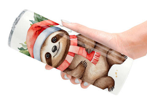 Tumbler Wrap Watercolor Christmas sloth Sublimation artnoy 