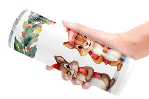 Tumbler Wrap Watercolor Christmas Squirrel Sublimation artnoy 