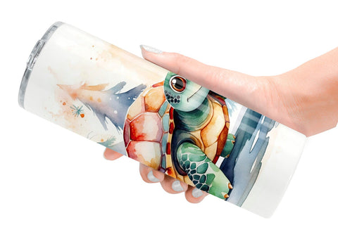 Tumbler Wrap Watercolor Christmas Turtle Sublimation artnoy 