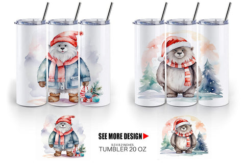 Tumbler Wrap Watercolor Christmas Yeti Sublimation artnoy 