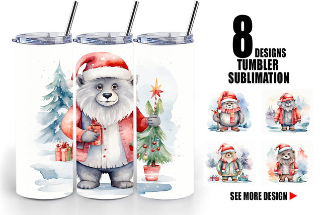 Tumbler Wrap Watercolor Christmas Yeti Sublimation artnoy 