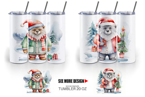 Tumbler Wrap Watercolor Christmas Yeti Sublimation artnoy 