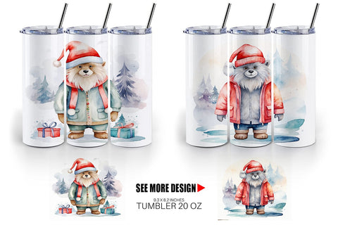 Tumbler Wrap Watercolor Christmas Yeti Sublimation artnoy 
