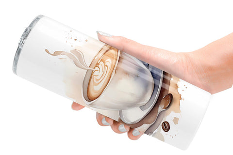 Tumbler Wrap Watercolor Coffee Cup Sublimation artnoy 