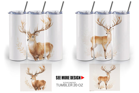 Tumbler Wrap Watercolor Deer Sublimation artnoy 