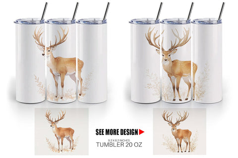 Tumbler Wrap Watercolor Deer Sublimation artnoy 