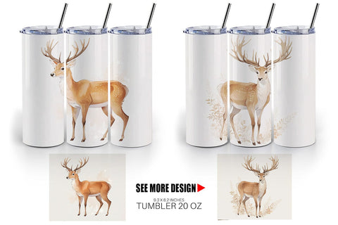 Tumbler Wrap Watercolor Deer Sublimation artnoy 