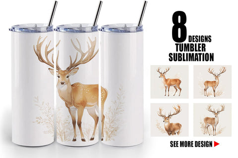 Tumbler Wrap Watercolor Deer Sublimation artnoy 