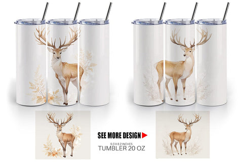Tumbler Wrap Watercolor Deer Sublimation artnoy 