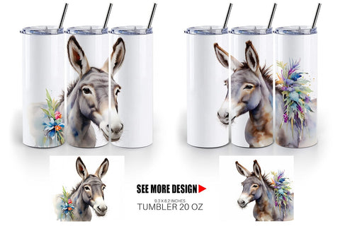 Tumbler Wrap Watercolor Donkey Easter Sublimation artnoy 