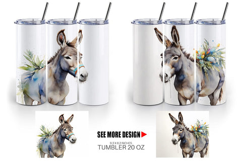 Tumbler Wrap Watercolor Donkey Easter Sublimation artnoy 