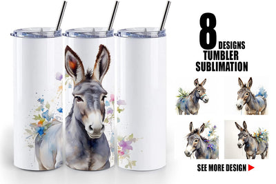 Tumbler Wrap Watercolor Donkey Easter Sublimation artnoy 