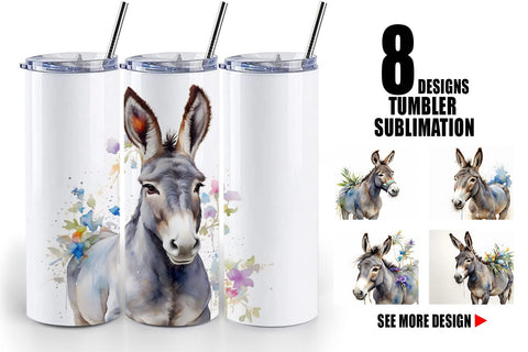Tumbler Wrap Watercolor Donkey Easter Sublimation artnoy 