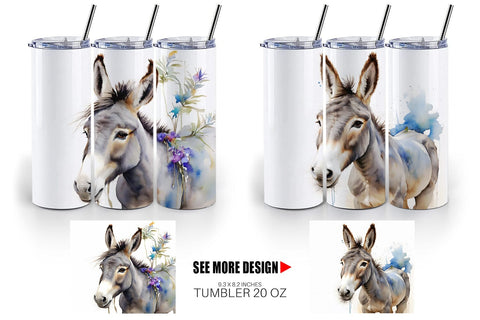 Tumbler Wrap Watercolor Donkey Easter Sublimation artnoy 
