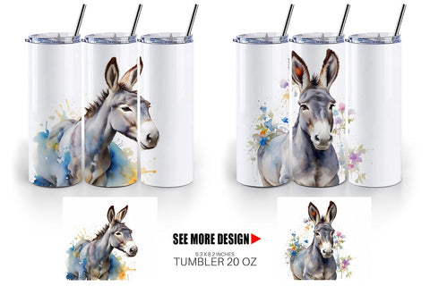 Tumbler Wrap Watercolor Donkey Easter Sublimation artnoy 