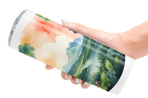 Tumbler Wrap Watercolor Earth Plants Sublimation artnoy 