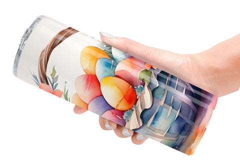 Tumbler Wrap Watercolor Easter Basket Sublimation artnoy 