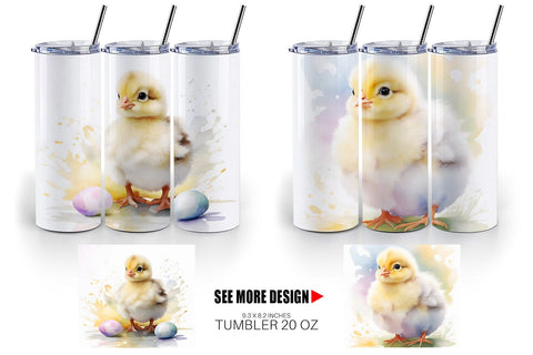 Tumbler Wrap Watercolor Easter Chick Sublimation artnoy 
