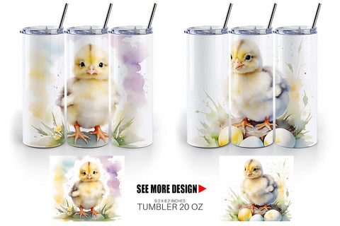 Tumbler Wrap Watercolor Easter Chick Sublimation artnoy 