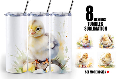 Tumbler Wrap Watercolor Easter Chick Sublimation artnoy 