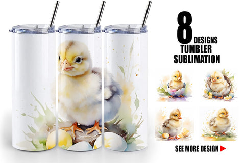 Tumbler Wrap Watercolor Easter Chick Sublimation artnoy 