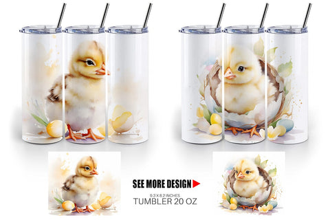 Tumbler Wrap Watercolor Easter Chick Sublimation artnoy 
