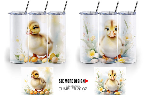 Tumbler Wrap Watercolor Easter Duck Sublimation artnoy 