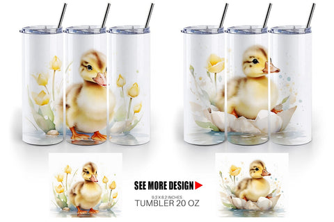 Tumbler Wrap Watercolor Easter Duck Sublimation artnoy 