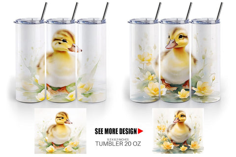 Tumbler Wrap Watercolor Easter Duck Sublimation artnoy 