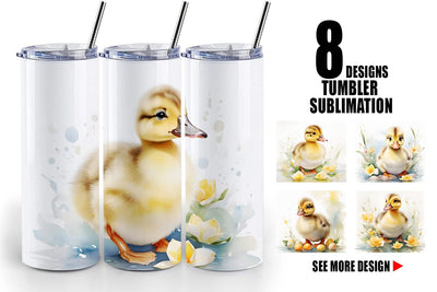 Tumbler Wrap Watercolor Easter Duck Sublimation artnoy 