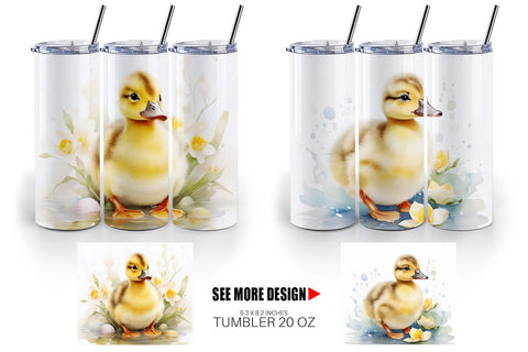 Tumbler Wrap Watercolor Easter Duck Sublimation artnoy 