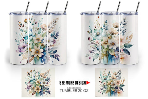 Tumbler Wrap Watercolor Floral Sublimation artnoy 