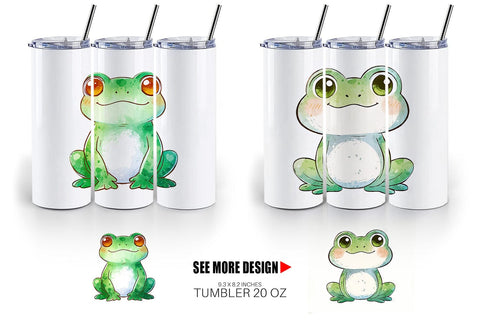 Tumbler Wrap Watercolor Frog Sublimation artnoy 