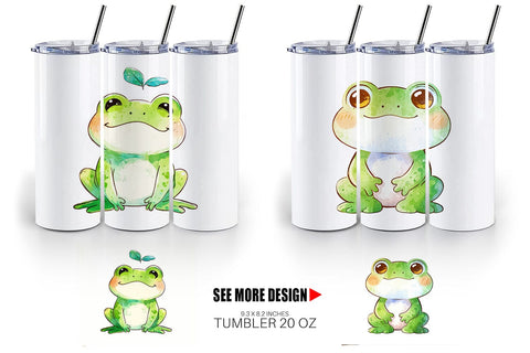 Tumbler Wrap Watercolor Frog Sublimation artnoy 