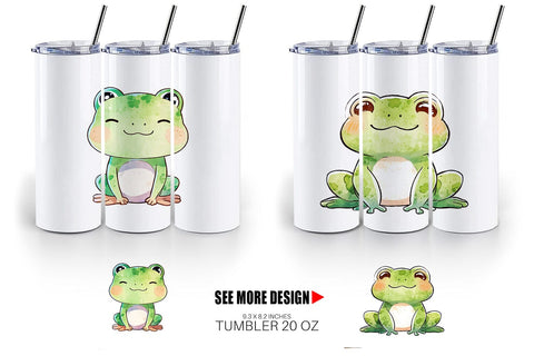 Tumbler Wrap Watercolor Frog Sublimation artnoy 