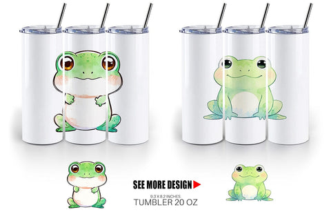 Tumbler Wrap Watercolor Frog Sublimation artnoy 
