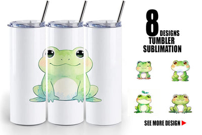 Tumbler Wrap Watercolor Frog Sublimation artnoy 